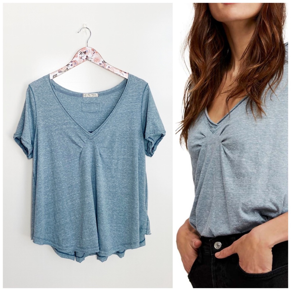 Free People All You Need Blue Short Sleeve Tee